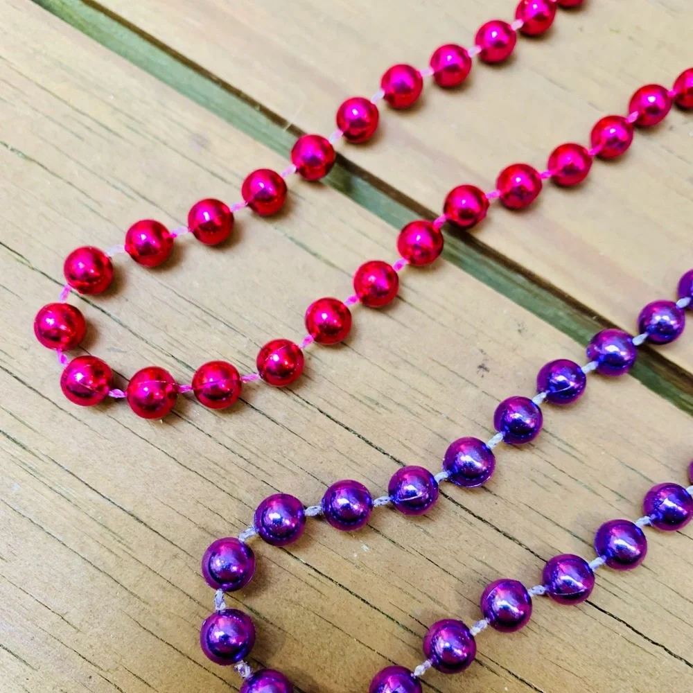 Mardi Gras Beaded necklaces (2) plastic pink and purple jewelry